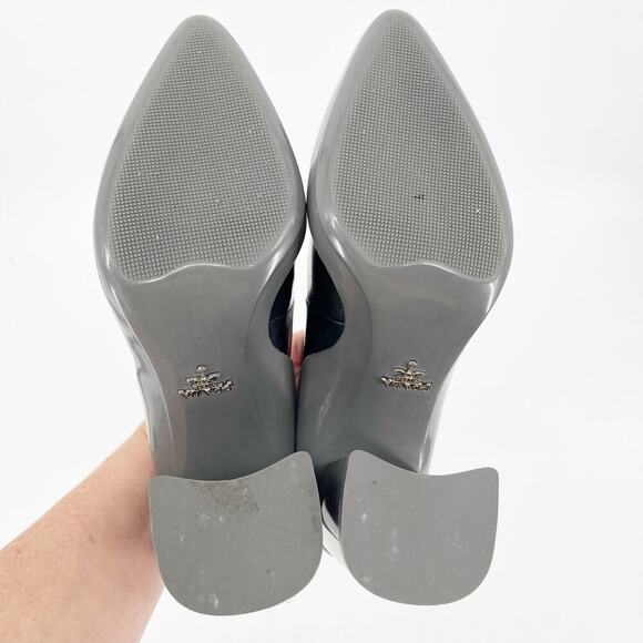 Prada Fall 2015 Runway Black Leather Gray Rubber Mary Jane Block Heel size IT 37 - Picture 9 of 13